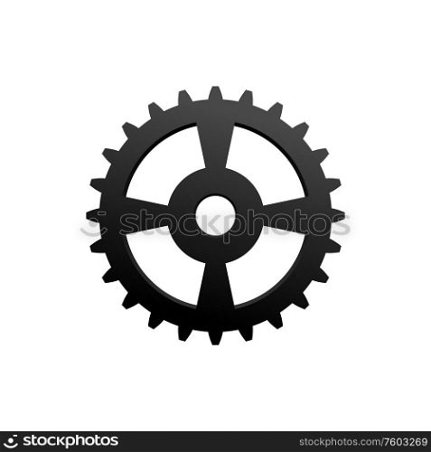 Mechanical cogwheel motion mechanism isolated icon. Vector gear rack wheel, symbol of progress. Rack wheel isolated cogwheel or gear