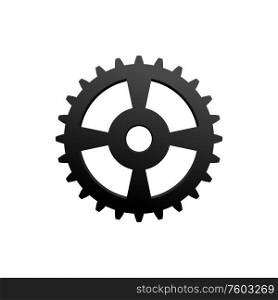 Mechanical cogwheel motion mechanism isolated icon. Vector gear rack wheel, symbol of progress. Rack wheel isolated cogwheel or gear