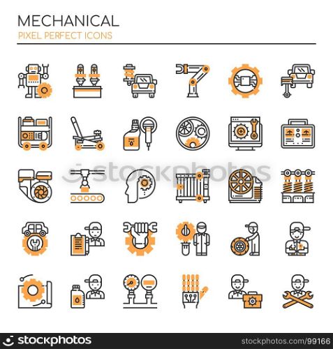 Mechanical Elements , Thin Line and Pixel Perfect Icons