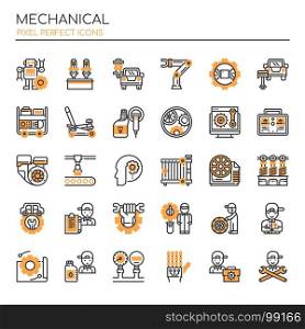 Mechanical Elements , Thin Line and Pixel Perfect Icons