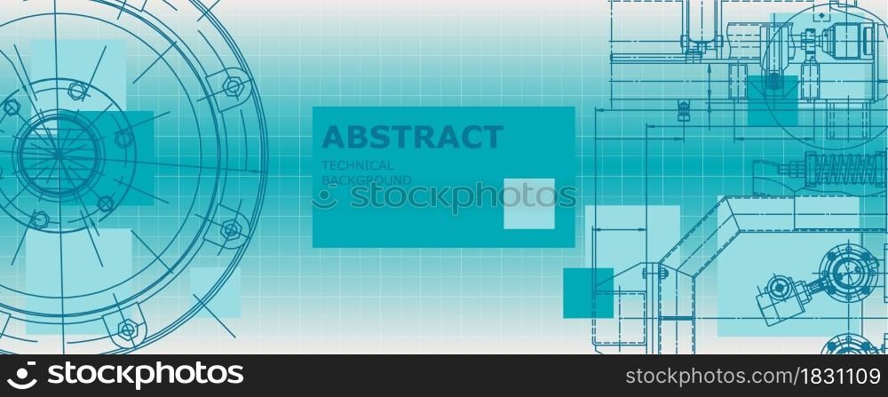 Mechanical engineering drawing. Abstract drawing. Engineering technological wallpaper. Mechanical engineering drawing