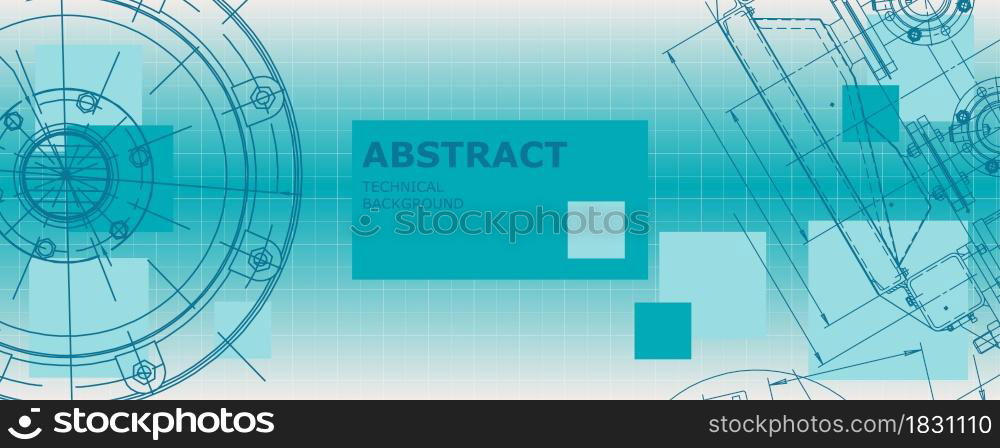 Mechanical engineering drawing. Abstract drawing. Engineering technological wallpaper. Mechanical engineering drawing