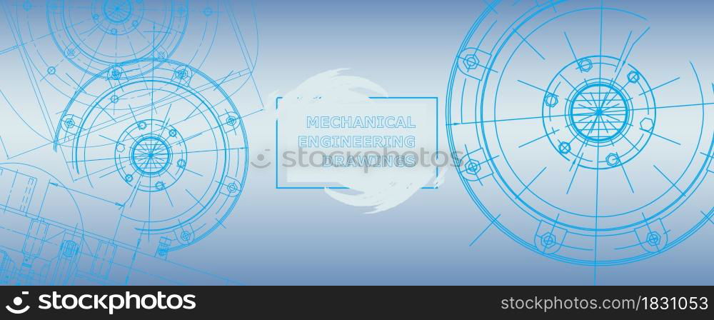 Mechanical engineering drawing. Abstract drawing. Engineering technological wallpaper. Mechanical engineering drawing. Abstract drawing