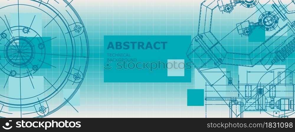 Mechanical engineering drawing. Abstract drawing. Engineering technological wallpaper. Mechanical engineering drawing. Abstract drawing