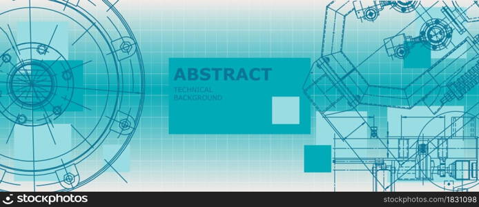 Mechanical engineering drawing. Abstract drawing. Engineering technological wallpaper. Mechanical engineering drawing. Abstract drawing