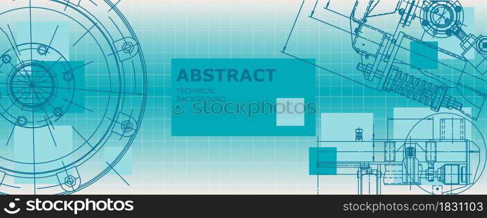 Mechanical engineering drawing. Abstract drawing. Engineering technological wallpaper. Mechanical engineering drawing. Abstract drawing