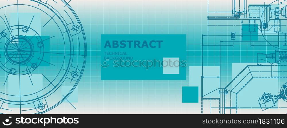 Mechanical engineering drawing. Abstract drawing. Engineering technological wallpaper. Mechanical engineering drawing. Abstract drawing