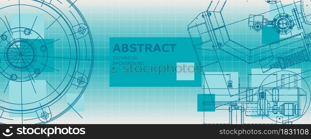 Mechanical engineering drawing. Abstract drawing. Engineering technological wallpaper. Mechanical engineering drawing. Abstract drawing