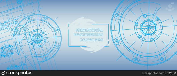 Mechanical engineering drawing. Abstract drawing. Engineering technological wallpaper. Mechanical engineering drawing. Abstract drawing