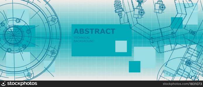 Mechanical engineering drawing. Abstract drawing. Engineering technological wallpaper. Mechanical engineering drawing. Engineering technological wallpaper