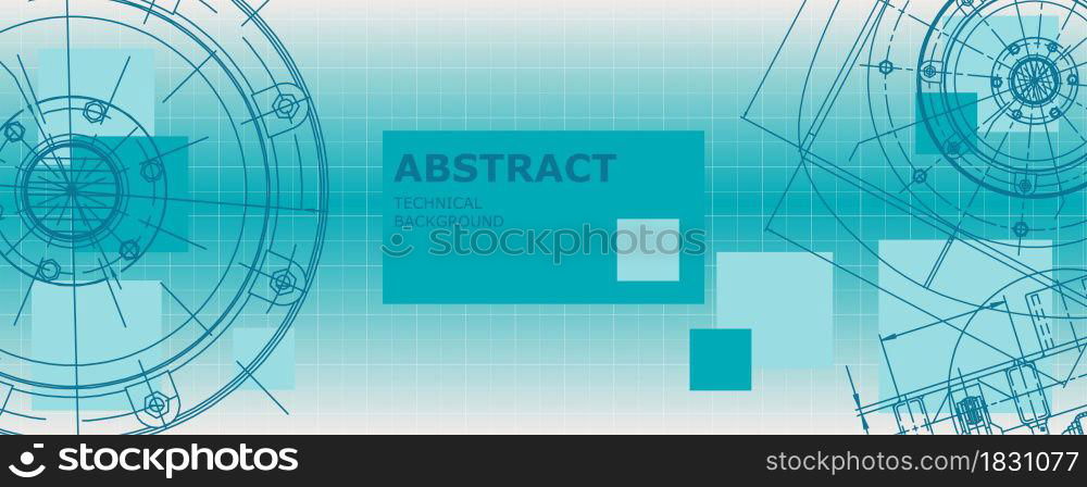 Mechanical engineering drawing. Abstract drawing. Engineering technological wallpaper. Mechanical engineering drawing. Engineering technological wallpaper