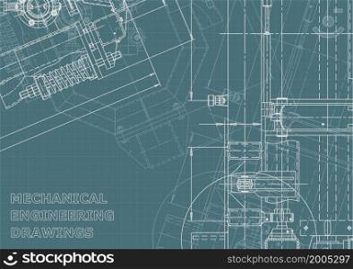 Mechanical engineering drawing. Corporate Identity. Instrument-making drawings. Computer aided design systems. Blueprint, background. Instrument-making Corporate Identity