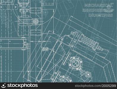 Mechanical engineering drawing. Machine-building industry. Instrument-making Corporate Identity. Technical illustrations, backgrounds. Engineering. Mechanical instrument making. Corporate Identity