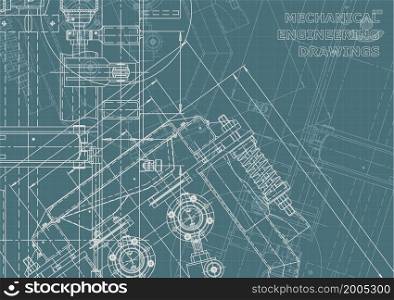 Mechanical engineering drawing. Machine-building industry. Instrument-making drawings. Corporate Identity. Technical illustrations, backgrounds. Blueprint, diagram, plan. Blueprint, background. Instrument-making Corporate Identity