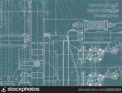 Mechanical instrument making. Corporate Identity. Blueprint, cover banner Vector drawing. Blueprint, background. Instrument-making Corporate Identity