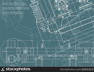 Mechanical instrument making. Corporate Identity, cover, banner. Vector engineering drawings Technical. Blueprint, background. Instrument-making Corporate Identity
