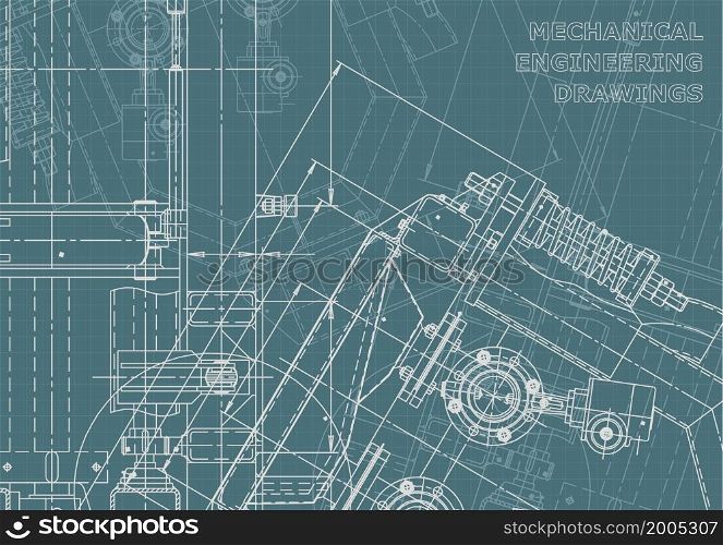 Mechanical instrument making. Corporate Identity. Technical illustration. Blueprint, cover banner Vector. Blueprint, background. Instrument-making Corporate Identity