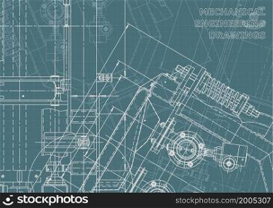 Mechanical instrument making. Corporate Identity. Technical illustration. Blueprint, cover banner Vector. Blueprint, background. Instrument-making Corporate Identity