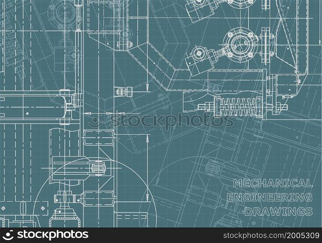 Mechanical instrument making. Technical illustration. Blueprint, cover, banner. Vector Corporate Identity. Blueprint, background. Instrument-making Corporate Identity