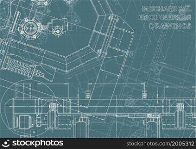 Mechanical instrument making. Technical illustration. Corporate Identity. Blueprint, background. Instrument-making Corporate Identity