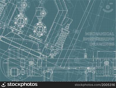 Mechanical instrument making. Technical illustration. Vector engineering drawings. Technical Corporate Identity. Vector engineering illustration. Computer aided design systems. Instrument-making drawings