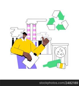 Mechanical recycling abstract concept vector illustration. Mechanical plastics recycling, industrial waste management, material processing for reuse, solid debris disposal abstract metaphor.. Mechanical recycling abstract concept vector illustration.