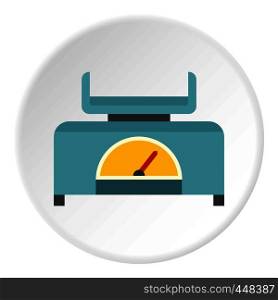 Mechanical scales icon in flat circle isolated vector illustration for web. Mechanical scales icon circle