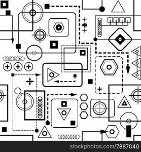 Mechanical seamless pattern 2.0 Black-and-white vector version EPS-8.