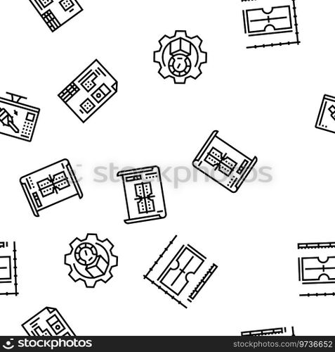 mechanical technology engineer vector seamless pattern thin line illustration. mechanical technology engineer vector seamless pattern
