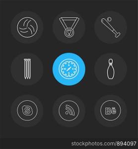 medal , compass , skype , wifi , behance , sports , games , fitness , athletics , football , bodybuilding , snooker , ball , cricket , tennis , stopwatch , golf , social , media , icon, vector, design, flat, collection, style, creative, icons