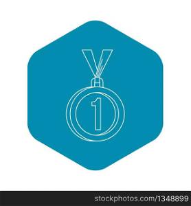Medal for first place icon. Outline illustration of medal for first place vector icon for web. Medal for first place icon, outline style