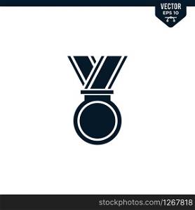 Medal icon collection in glyph style, solid color vector