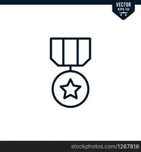 Medal icon collection in outlined or line art style, editable stroke vector