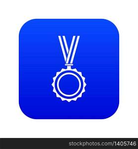 Medal icon digital blue for any design isolated on white vector illustration. Medal icon digital blue