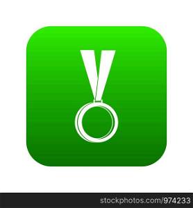 Medal icon digital green for any design isolated on white vector illustration. Medal icon digital green
