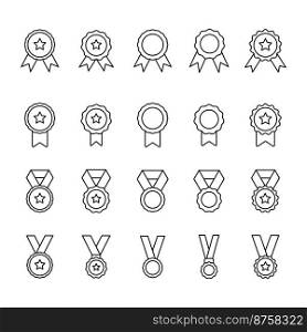 Medal icon set vector symbol design templates isolated on white background