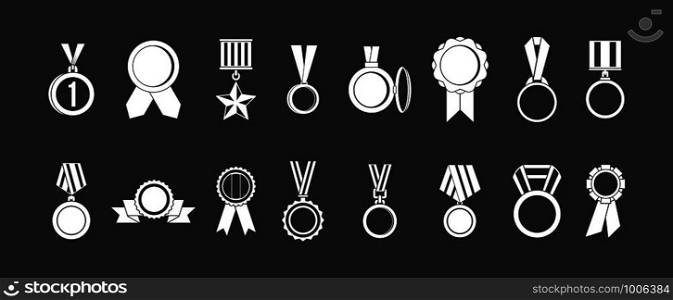 Medal icon set vector white isolated on grey background . Medal icon set grey vector