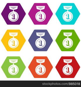Medal icons 9 set coloful isolated on white for web. Medal icons set 9 vector