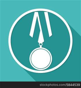 medal isolated on white circle with a long shadow