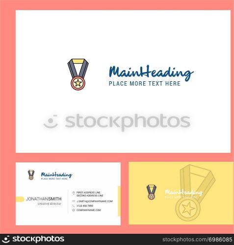 Medal Logo design with Tagline & Front and Back Busienss Card Template. Vector Creative Design