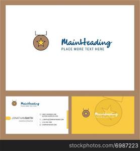 Medal Logo design with Tagline & Front and Back Busienss Card Template. Vector Creative Design