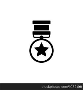 Medal of Valor. Medal of Honor. War Military Award. Flat Vector Icon. Simple black symbol on white background. Medal of Valor. Medal of Honor. War Military Award Flat Vector Icon