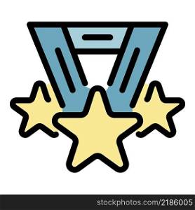 Medal star icon. Outline medal star vector icon color flat isolated. Medal star icon color outline vector