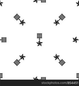 Medal star pattern repeat seamless in black color for any design. Vector geometric illustration. Medal star pattern seamless black