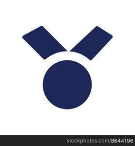 Medal with ribbon black glyph ui icon. Award for competition winner. User interface design. Silhouette symbol on white space. Solid pictogram for web, mobile. Isolated vector illustration. Medal with ribbon black glyph ui icon