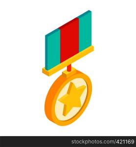 Medal with star isometric 3d icon on a white background. Medal with star isometric 3d icon