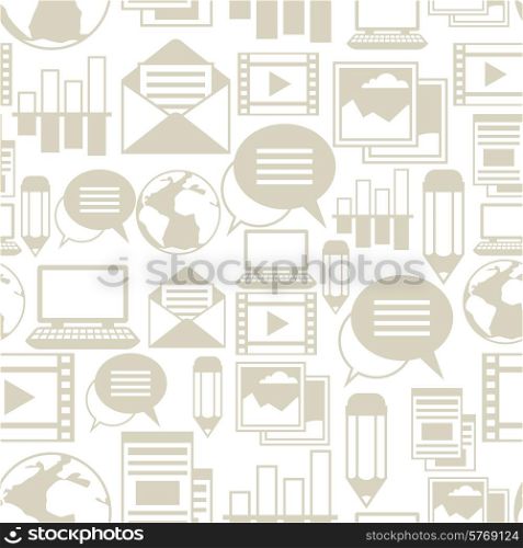 Media and communication seamless pattern with blog icons.. Media and communication seamless pattern with blog icons