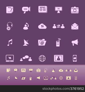 Media color icons on purple background, stock vector
