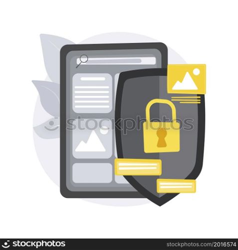 Media content control abstract concept vector illustration. Content monitoring, media control, terms of use regulations, freedom of speech, online police, user guidelines abstract metaphor.. Media content control abstract concept vector illustration.