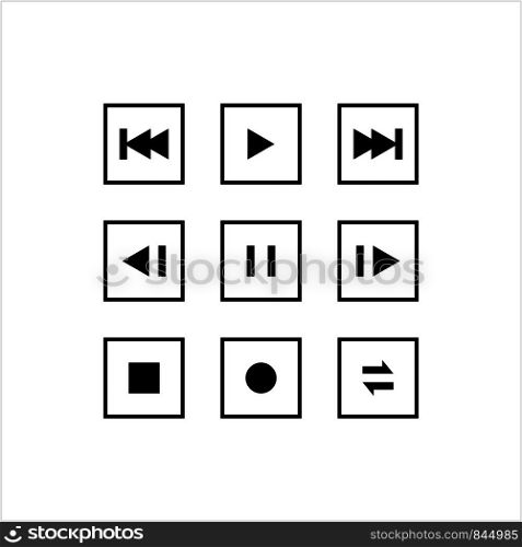 Media Control Icon, Media Controls Button Vector Art Illustration